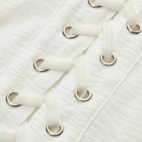 Commense Lace-Up Front Semi-Sheer Dress | Size M | NWOT | V-Neck | Long Sleeve | - Picture 4 of 6